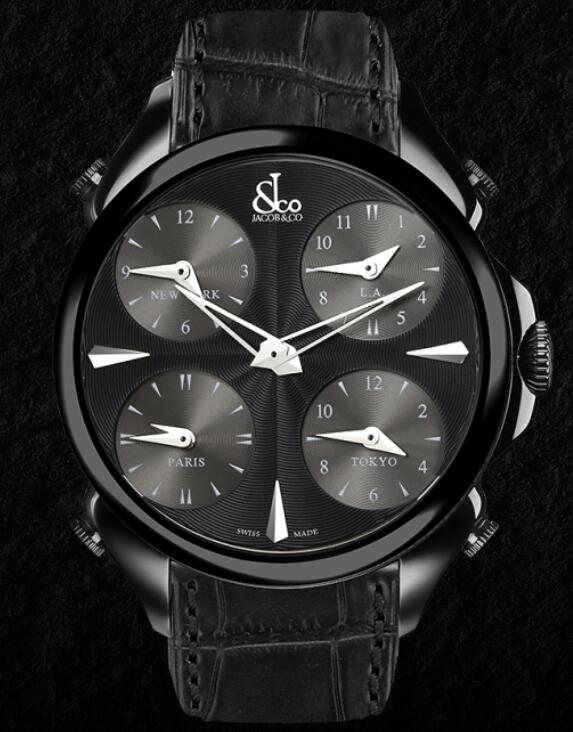 Jacob & Co PALATIAL FIVE TIME ZONE BLACK PVD COATING PZ500.11.NS.LA.A Replica watch
